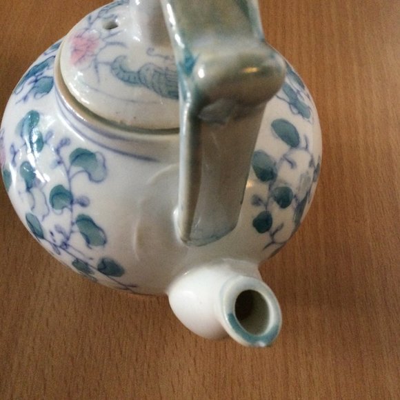 Vintage Chinese hand pa Porcelain teapot small handled marked eb - Picture 5 of 12